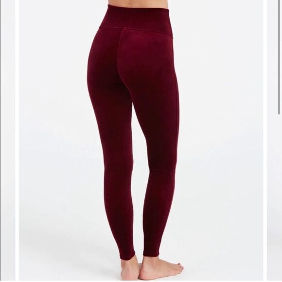 NWT Spanx Velvet Leggings Rich Burgundy size XS - Picture 4 of 14